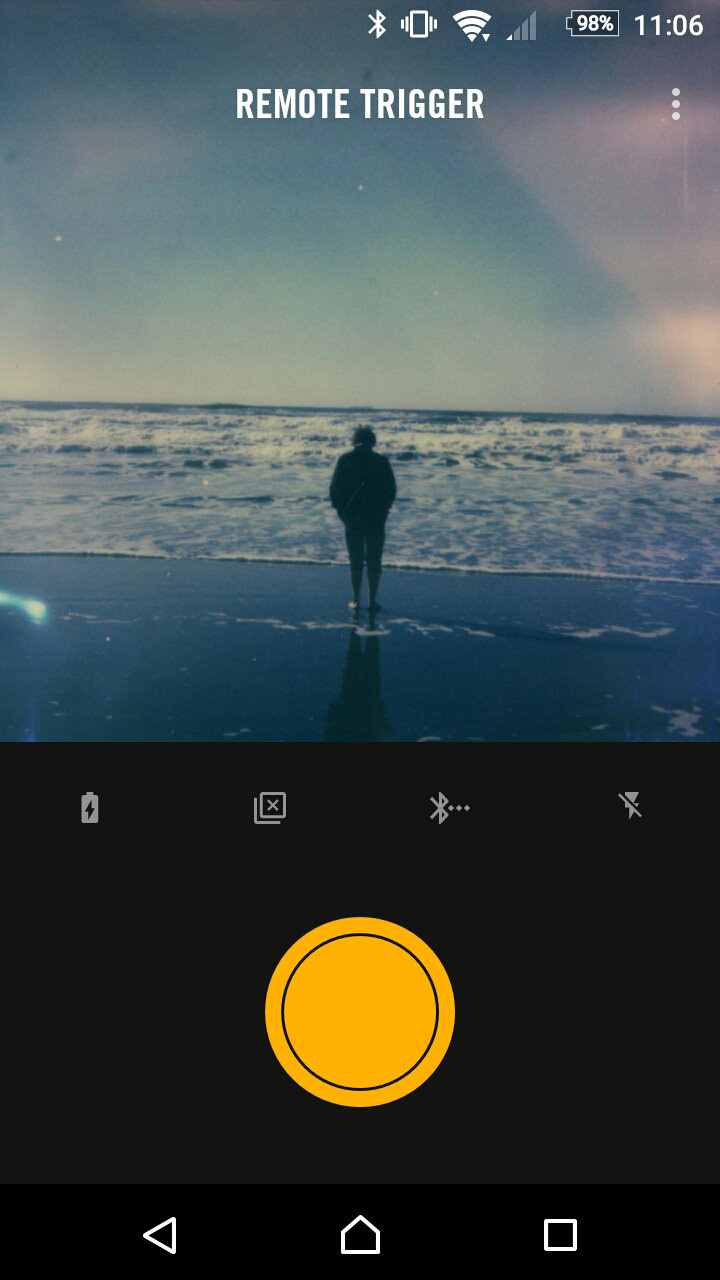 The official Android app, Remote Trigger screen